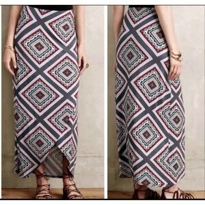 Anthropologie Maeve Maina Tulip Maxi Skirt S Gray Diamond Boho Print Chic Casual